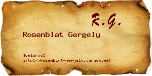 Rosenblat Gergely névjegykártya